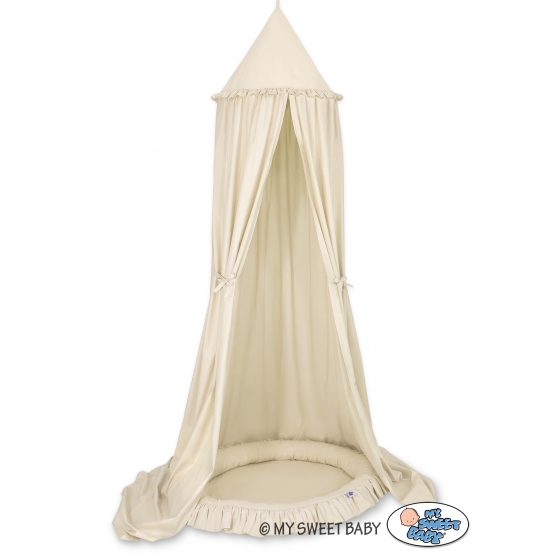 Set: Sänghimmel upphängd från taket med Lekpöl med volang- beige