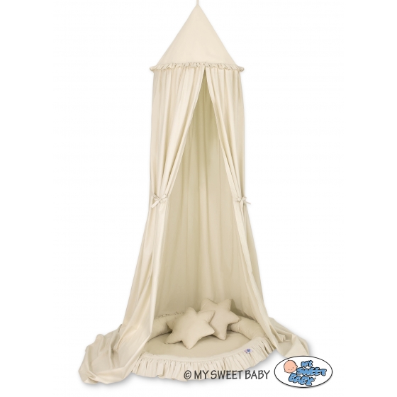 Set: Sänghimmel upphängd från taket med Lekpöl och Kuddar - beige