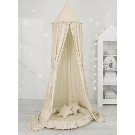 Set: Sänghimmel upphängd från taket med Lekpöl och Kuddar - beige
