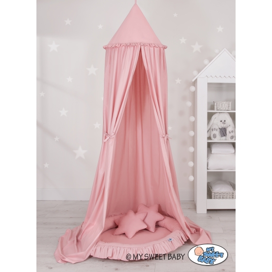 Set: Sänghimmel upphängd från taket med Lekpöl och Kuddar - pastel rosa