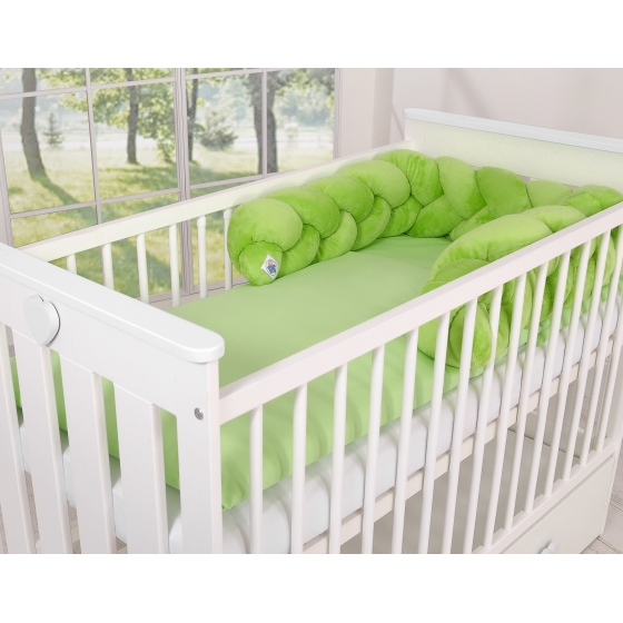 Spjälsägsskydd till Babysäng i minky 180cm- grön