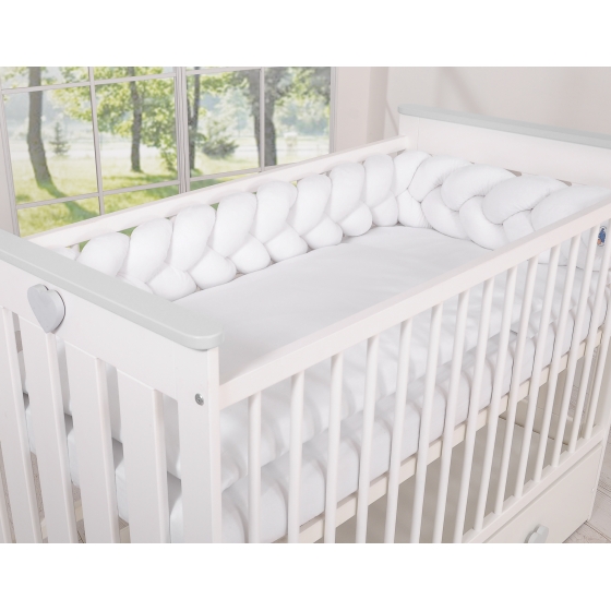 Spjälsägsskydd till Babysäng i minky 180cm - vit