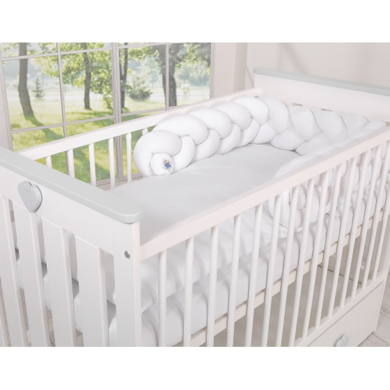 Spjälsägsskydd till Babysäng i minky 180cm - vit