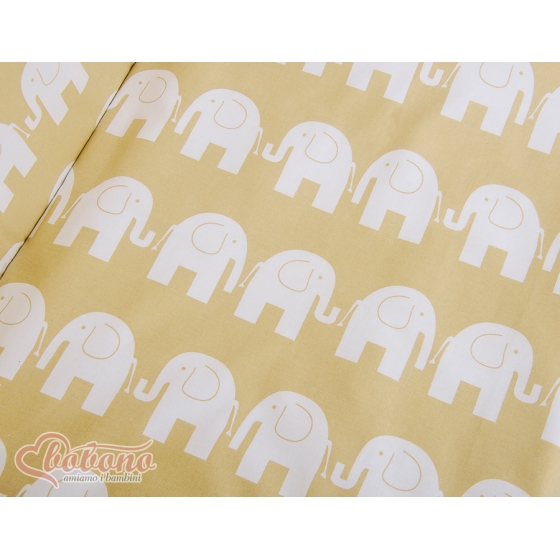 Spjälsäng bedside Sidosäng med madrass med sängkläder Basic Elefanter beige