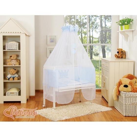 Spjälsäng bedside Sidosäng med madrass med sängkläder Little Prince/Princess blå