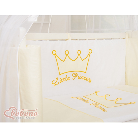 Spjälsäng bedside Sidosäng med madrass med sängkläder Little Prince/Princess cream