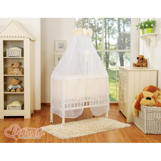 Spjälsäng bedside Sidosäng med madrass med sängkläder Little Prince/Princess cream