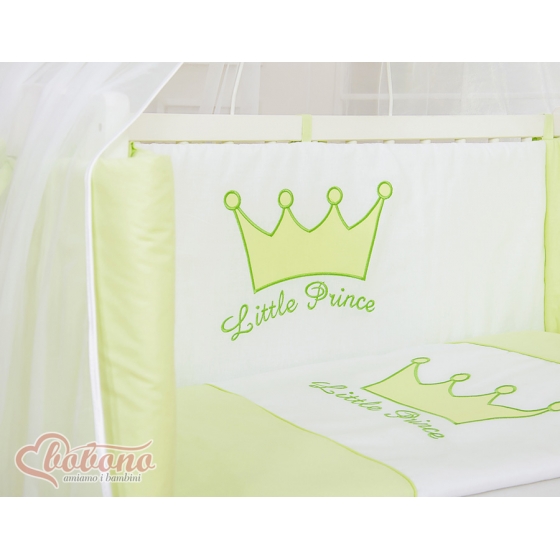 Spjälsäng bedside Sidosäng med madrass med sängkläder Little Prince/Princess grön