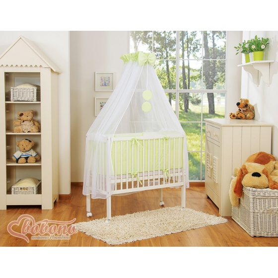 Spjälsäng bedside Sidosäng med madrass med sängkläder Little Prince/Princess grön