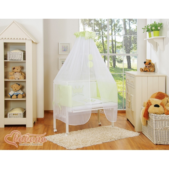 Spjälsäng bedside Sidosäng med madrass med sängkläder Little Prince/Princess grön