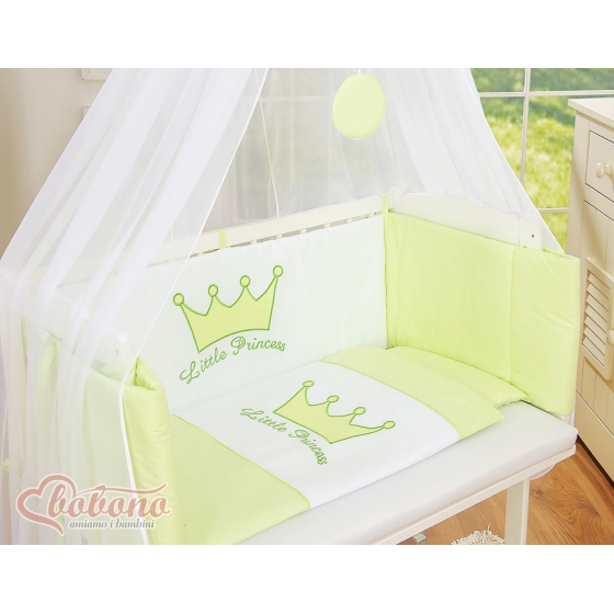 Spjälsäng bedside Sidosäng med madrass med sängkläder Little Prince/Princess grön