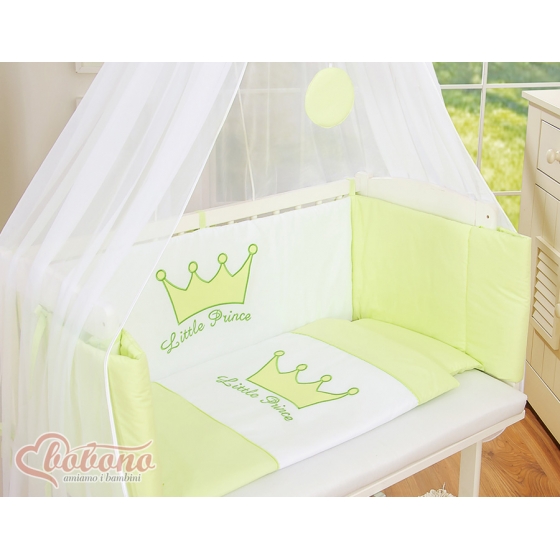 Spjälsäng bedside Sidosäng med madrass med sängkläder Little Prince/Princess grön