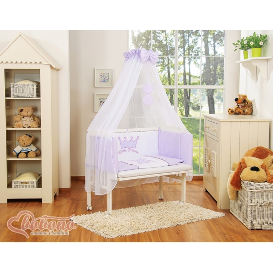 Spjälsäng bedside Sidosäng med madrass med sängkläder Little Prince/Princess lila