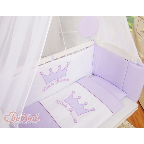 Spjälsäng bedside Sidosäng med madrass med sängkläder Little Prince/Princess lila