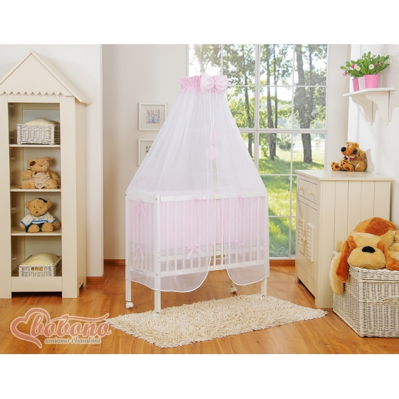 Spjälsäng bedside Sidosäng med madrass med sängkläder Little Prince/Princess rosa