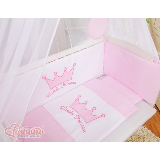 Spjälsäng bedside Sidosäng med madrass med sängkläder Little Prince/Princess rosa