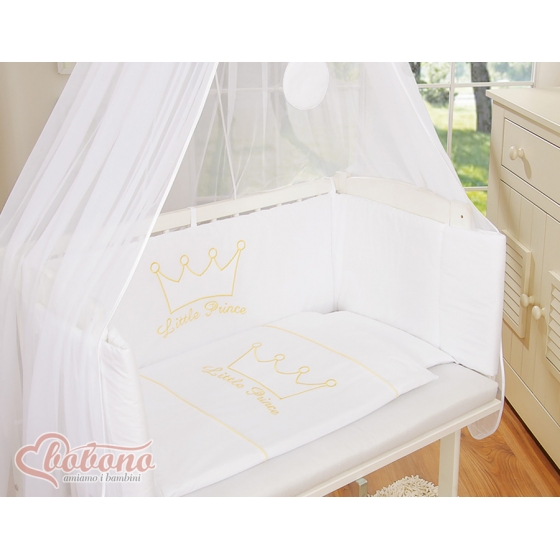 Spjälsäng bedside Sidosäng med madrass med sängkläder Little Prince/Princess vit