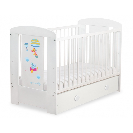 Spjälsäng 120x60cm Happy balloons med lådor MAXI