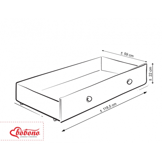 Spjälsäng 120x60cm med krona med lådor MAXI