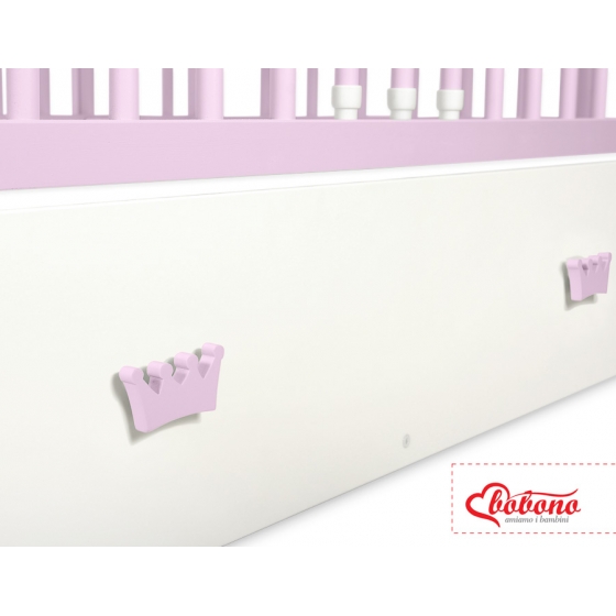 Spjälsäng 120x60cm med krona med lådor MAXI