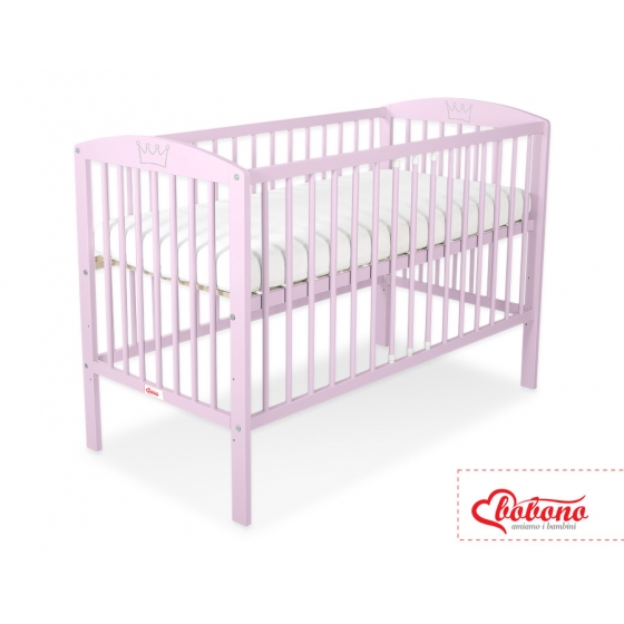 Spjälsäng 120x60cm med krona no. 5006-08- rosa