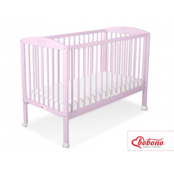 Spjälsäng 120x60cm med krona no. 5006-08- rosa