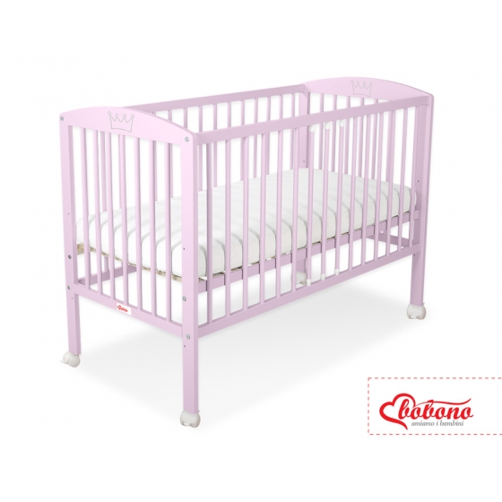 Spjälsäng 120x60cm med krona no. 5006-08- rosa