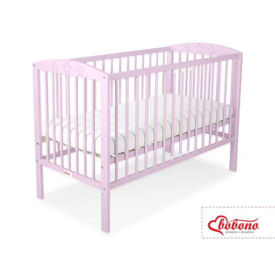 Spjälsäng 120x60cm med stjärnor nr. 5002-08- rosa