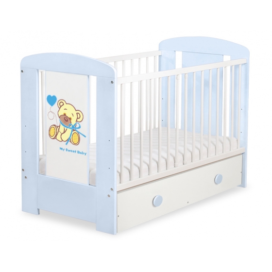 Spjälsäng 120x60cm Nallebjörn med rosett med lådor MAXI