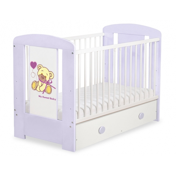 Spjälsäng 120x60cm Nallebjörn med rosett med lådor MAXI