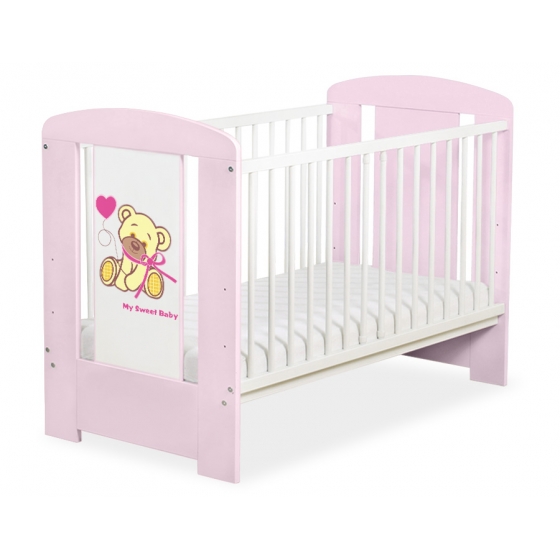 Spjälsäng 120x60cm Nallebjörn med rosett rosa no. 5004-08-324