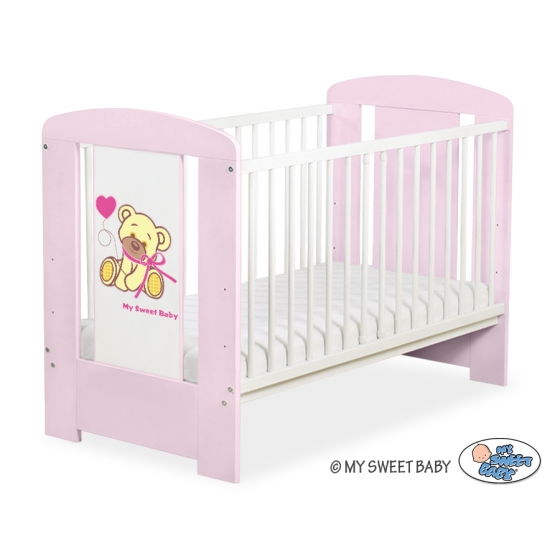 Spjälsäng 120x60cm Nallebjörn med rosett rosa no. 5004-08-324