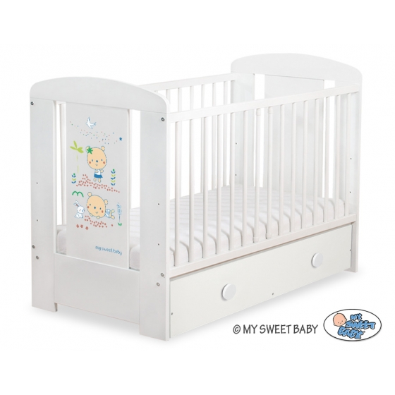 Spjälsäng 120x60cm Sweet bears med lådor MAXI