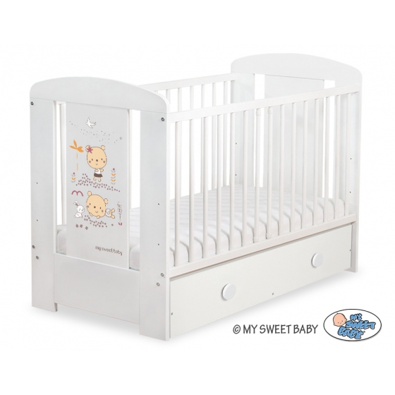 Spjälsäng 120x60cm Sweet bears med lådor MAXI