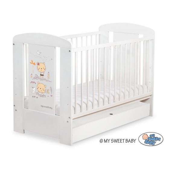 Spjälsäng 120x60cm Sweet bears med lådor STANDARD