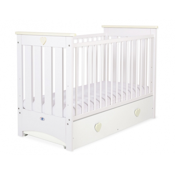 Spjälsäng 120x60cm vit/cream med lådor MAXI