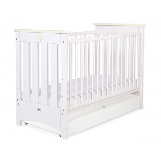 Spjälsäng 120x60cm vit/cream med lådor STANDARD