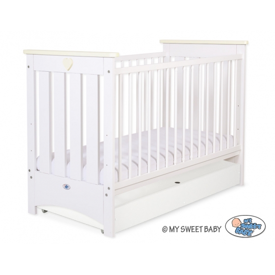Spjälsäng 120x60cm vit/cream med lådor STANDARD