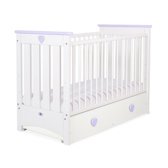 Spjälsäng 120x60cm vit/lilac med lådor MAXI