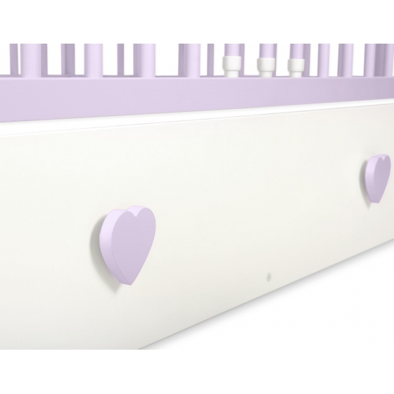 Spjälsäng 120x60cm vit/lilac med lådor MAXI