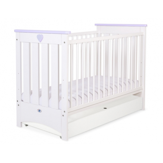 Spjälsäng 120x60cm vit/lilac med lådor STANDARD