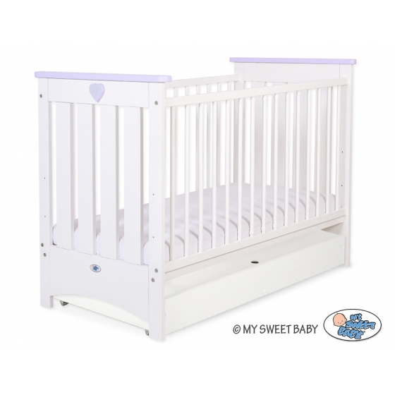 Spjälsäng 120x60cm vit/lilac med lådor STANDARD