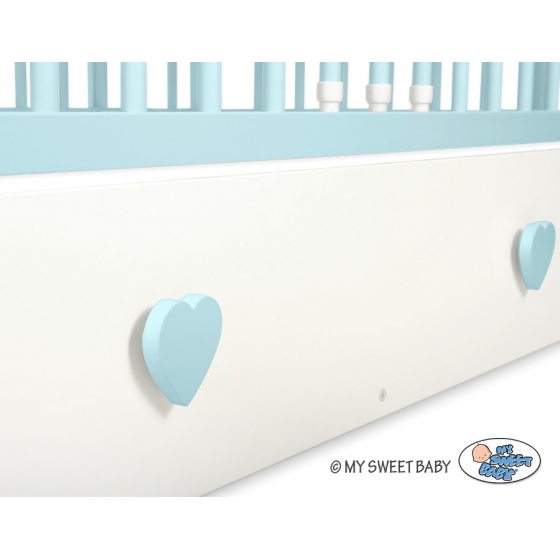 Spjälsäng 120x60cm vit/mint med lådor MAXI