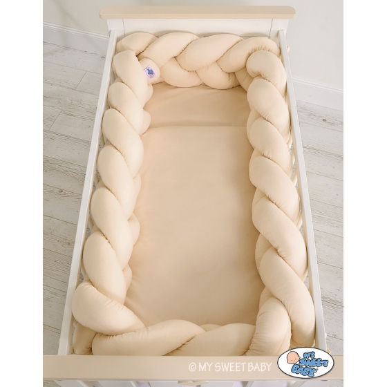 Spjälsängsskydd Fläta XXL- 360 cm beige