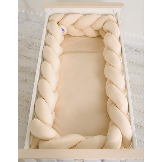 Spjälsängsskydd Fläta XXL- 360 cm beige