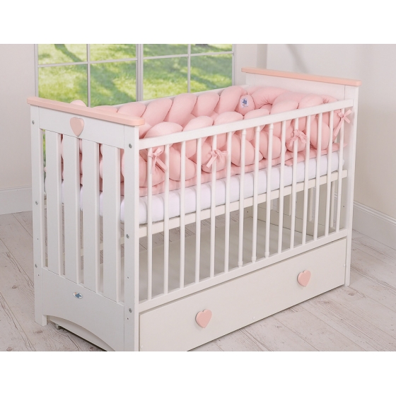 Spjälsängsskydd Fläta XXL- 360 cm pastel rosa