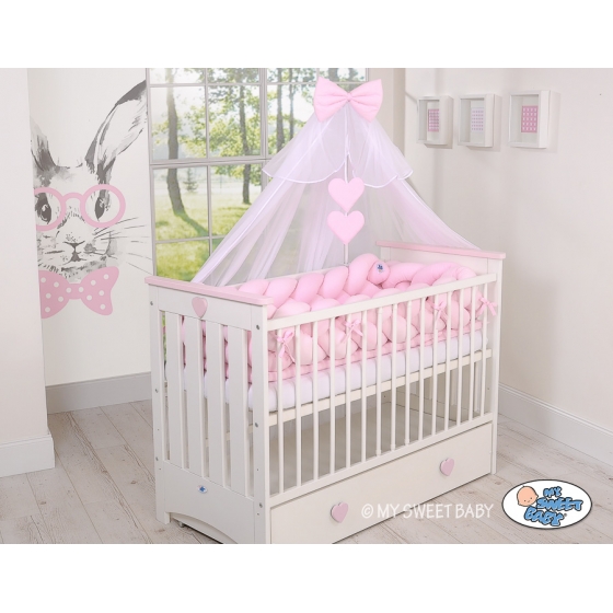 Spjälsängsskydd Fläta XXL- 360 cm rosa