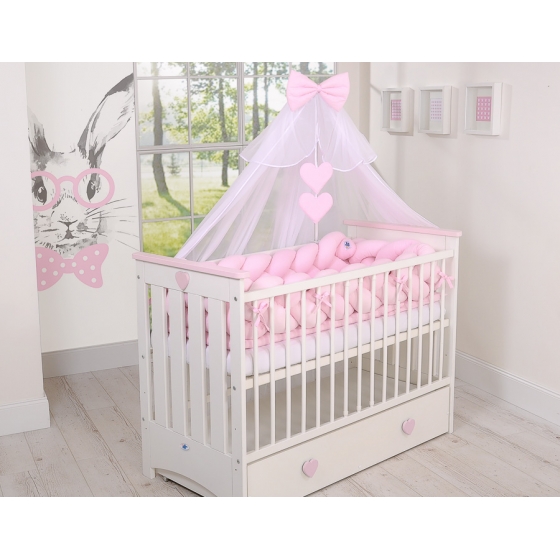 Spjälsängsskydd Fläta XXL- 360 cm rosa