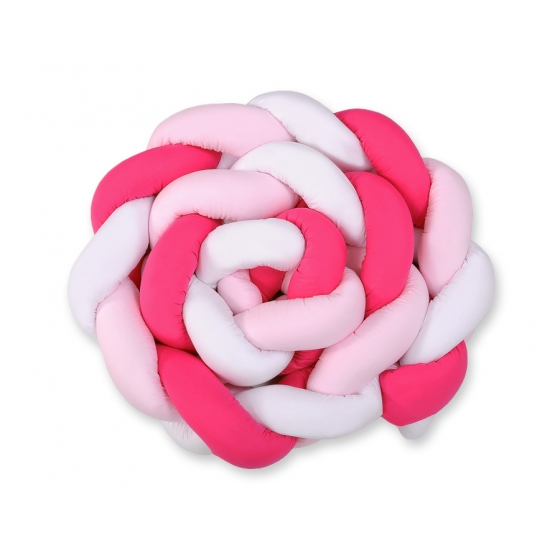 Spjälsängsskydd Fläta XXL- 360 cm vit-fuchsia-rosa