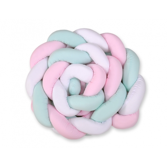 Spjälsängsskydd Fläta XXL- 360 cm vit-pink-mynta